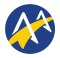 The blue and yellow logo of ASLI, New Language Partners. representing a bridge